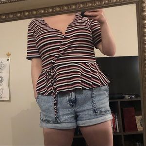 Striped Peplum Top
